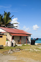 Image showing typical house architecture on beach San Luis San Andres Island C