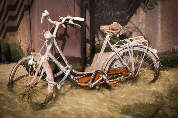 Image showing Drowned rusty bicycle