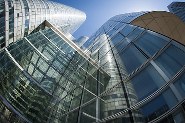 Image showing Group of glass business buildings