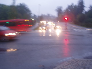 Image showing Rainy morning rush