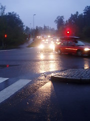 Image showing Rainy morning rush