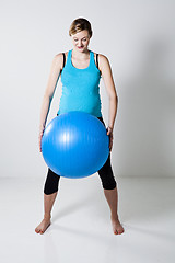 Image showing Pregnant woman with fitness ball