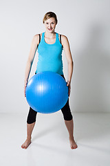 Image showing Pregnant woman with fitness ball