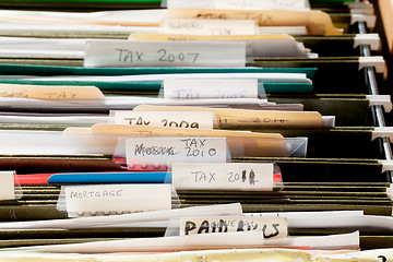 Image showing Home handmade file folders for tax papers