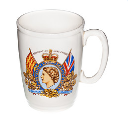 Image showing Coronation mug from Queen Elizabeth crowning