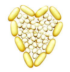 Image showing Heart shape made from fish oil capsules