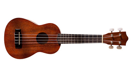 Image showing Hawaiian ukulele guitar with four strings isolated on white