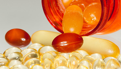 Image showing Macro of fish oil capsules in RX bottle