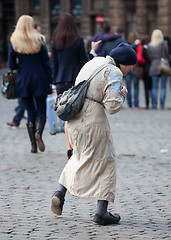 Image showing Poor old woman begging in Brussels