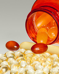 Image showing Macro of fish oil capsules in RX bottle