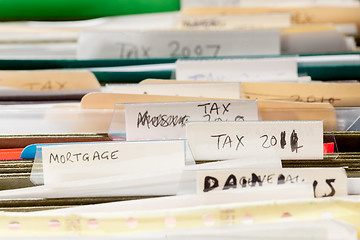 Image showing Home handmade file folders for tax papers