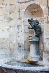 Image showing Lion drinking fountain in wall of Town Hall