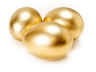 Image showing Golden eggs isolated on white background.