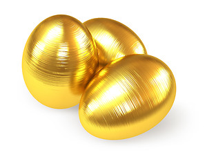 Image showing Golden fluted eggs isolated on white background.