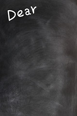Image showing Title of Dear written with chalk on a blackboard 
