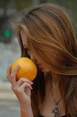 Image showing teenager and orange