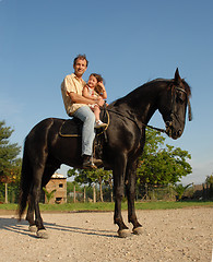 Image showing father and daughter on horse