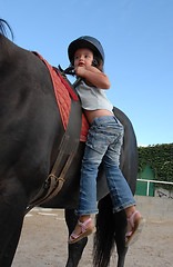 Image showing little girl and big horse