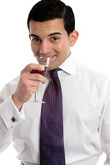 Image showing Man drinking wine