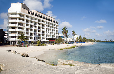 Image showing beach palm trees architecture San Andres Island Colombia South A