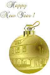 Image showing Gold House Christmas Tree Ornament