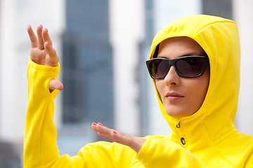 Image showing girl in a black sunglasses