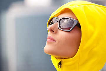 Image showing girl in a yellow hood