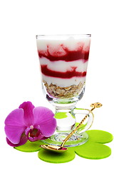 Image showing Puff yogurt with berries and granola.