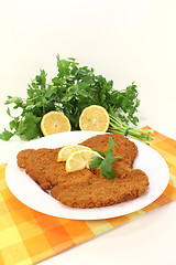 Image showing Wiener Schnitzel with lemon