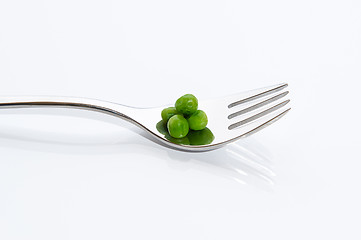 Image showing Peas on a fork