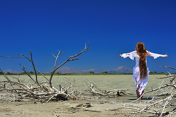 Image showing Beautiful girl with waving hair 