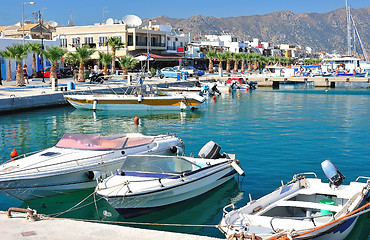 Image showing Beautiful harbor of a Greek town