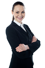 Image showing Portriat of corporate lady, smiling