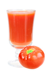 Image showing Single glass with red tomato juice