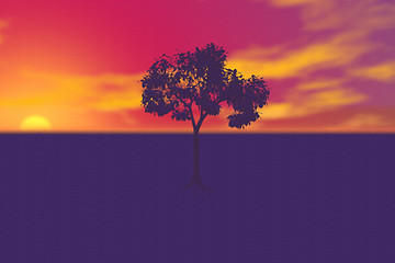 Image showing Lone Tree at Sunset