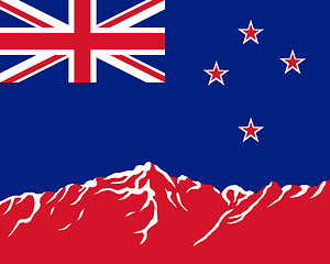 Image showing Mountains with flag of New Zealand