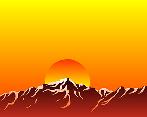 Image showing Mountains with sun