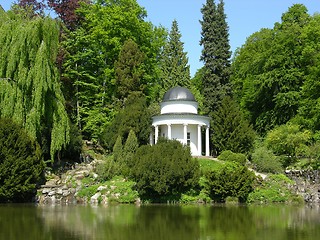 Image showing Ancient pavilion in a magnificent park scenery