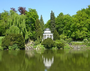 Image showing Ancient pavilion in a magnificent park scenery