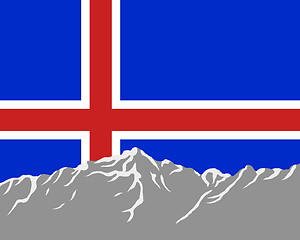 Image showing Mountains with flag of Iceland