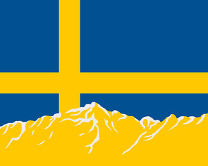 Image showing Mountains with flag of Sweden