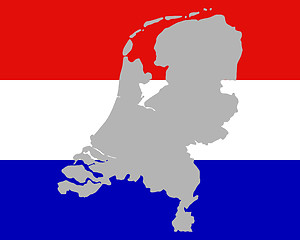 Image showing Map and flag of the Netherlands