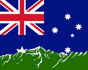 Image showing Mountains with flag of Australia