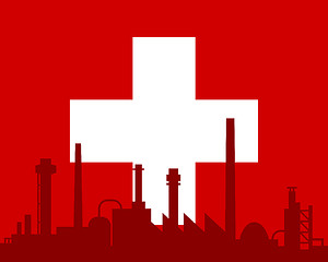 Image showing Industry and flag of Switzerland