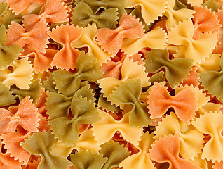 Image showing Dried tri-colored farfalle pasta