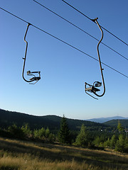 Image showing Chair-lift and the blue sky