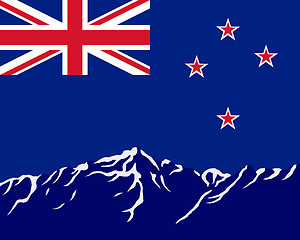 Image showing Mountains with flag of New Zealand