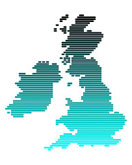 Image showing Vector map of British Isles in broad lines