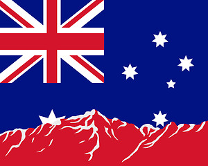 Image showing Mountains with flag of Australia