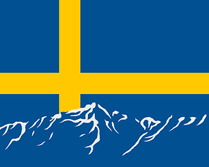 Image showing Mountains with flag of Sweden